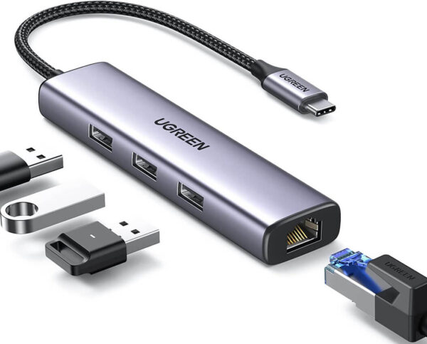 UGREEN USB-C to USB 3.0 Hub (3 Ports) + Gigabit Ethernet with USB-C PD