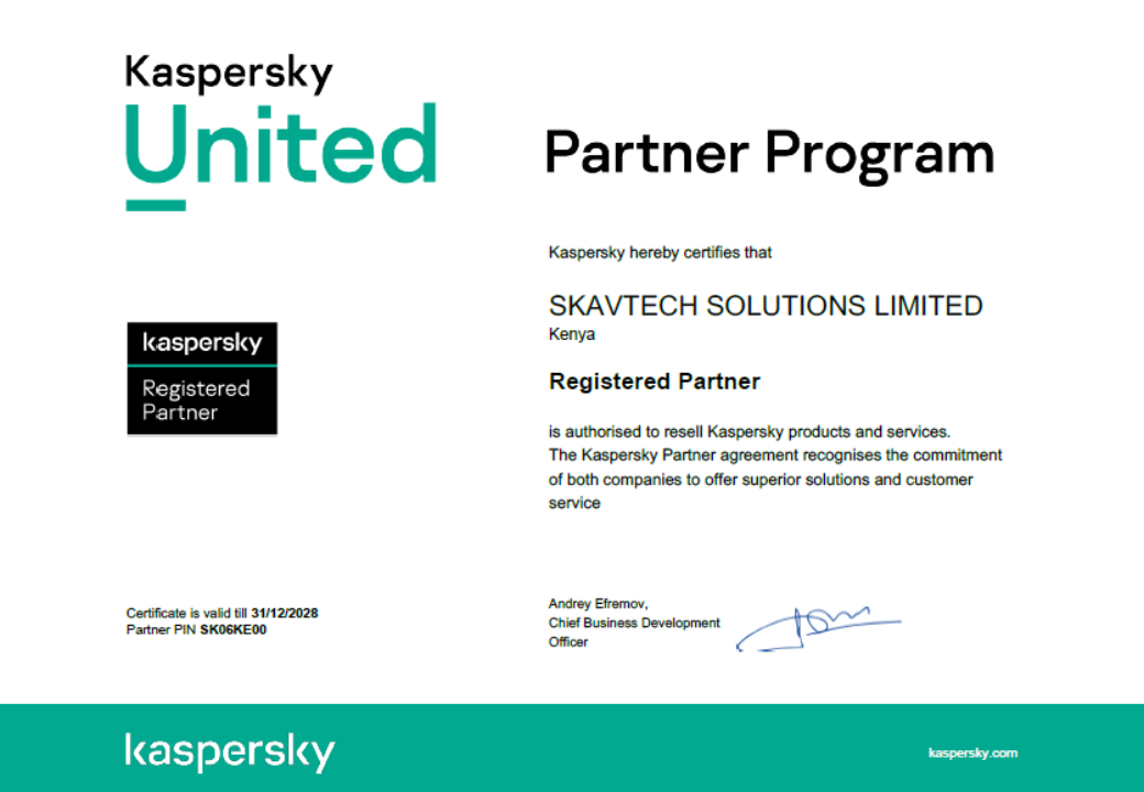 Skavtech Kaspersky Certification